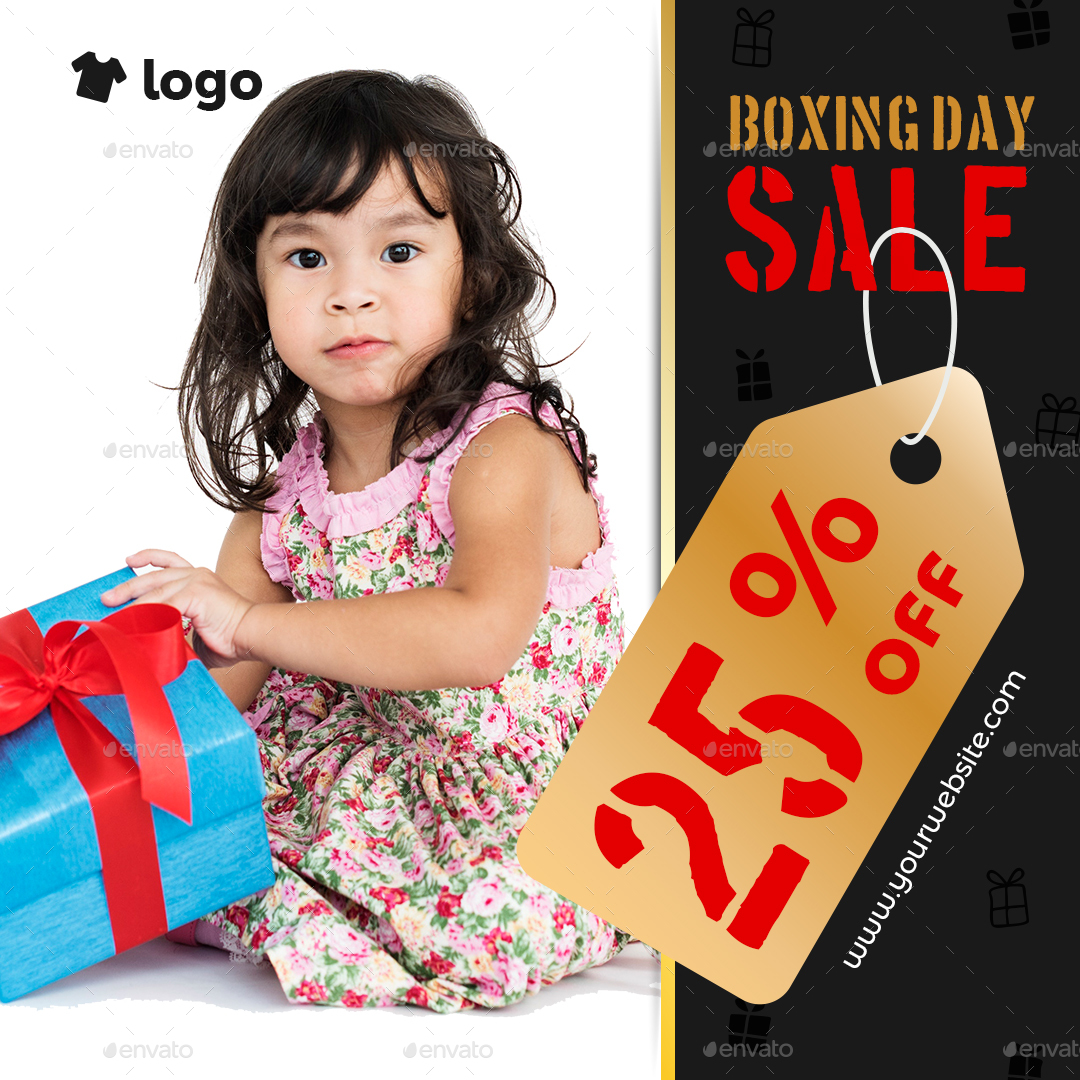 Boxing Day Sale Kids Fashion Social Media Post Template,  Elements